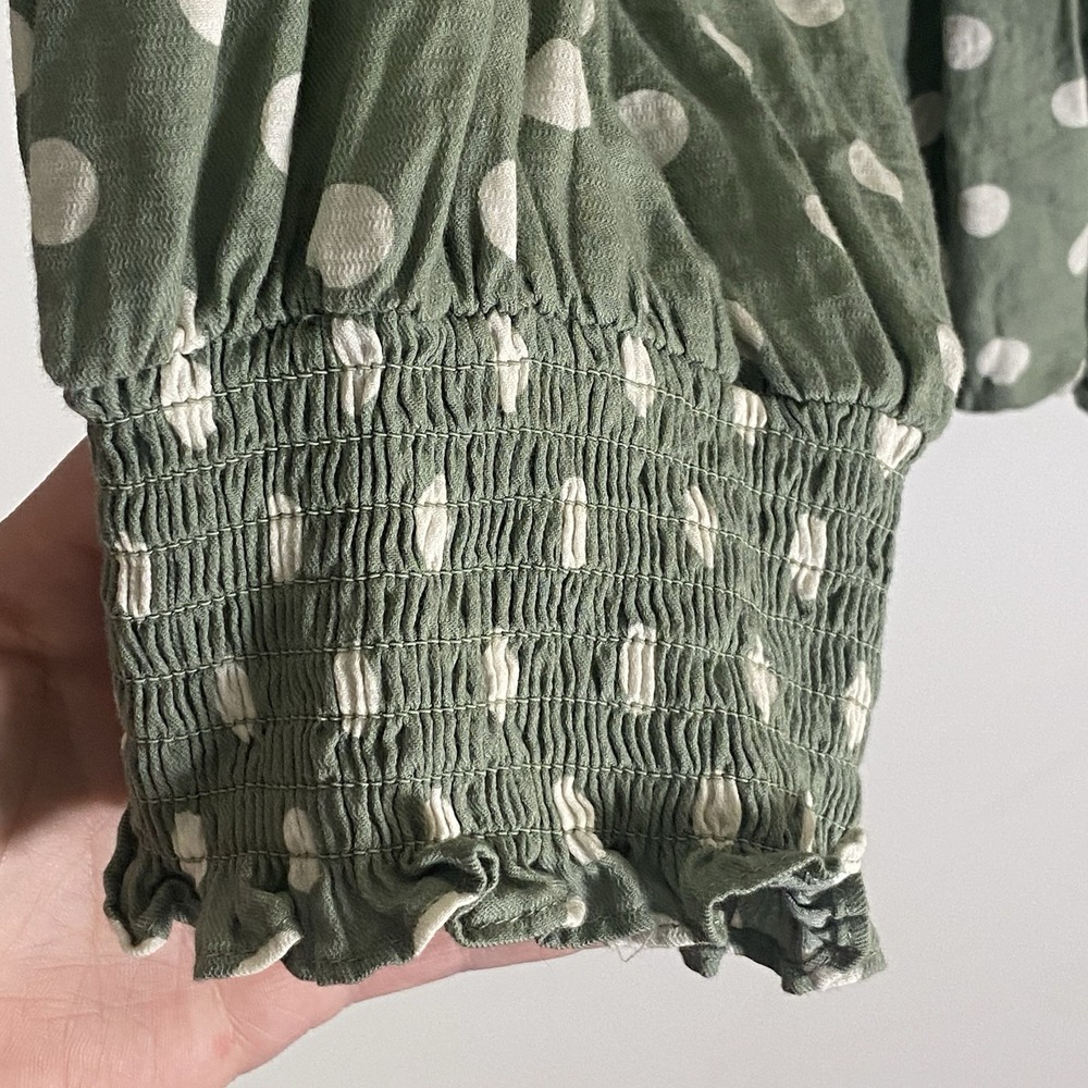 Ava & Viv Top Womens 4X Green White Polka Dot Whimsy Chic Boho Cowgirl Blouse - Picture 6 of 16